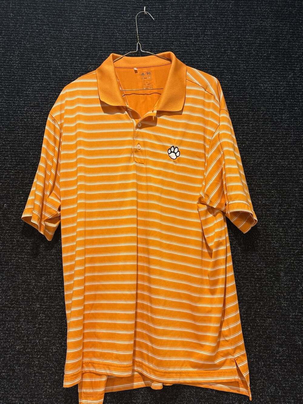 Adidas Clemson Tigers Paw Logo Striped Polo Shirt Men's XL